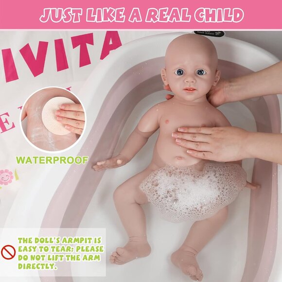 🆕21Inch Full Platinum Silicone Reborn Baby Dolls Cute Boy with Doll Cloth - Picture 3 of 6